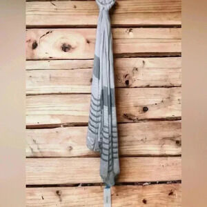 Calvin Klein NEW With Tags Women’s Gray and silver striped scarf fringed edges